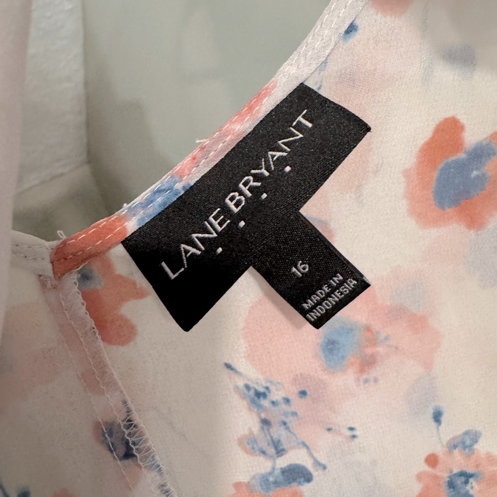 Lane Bryant Cream and Orange Asymmetrical Long Sleeve Blouse - Picture 4 of 6